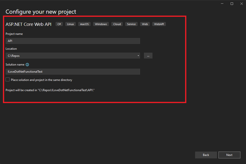 Configure new project